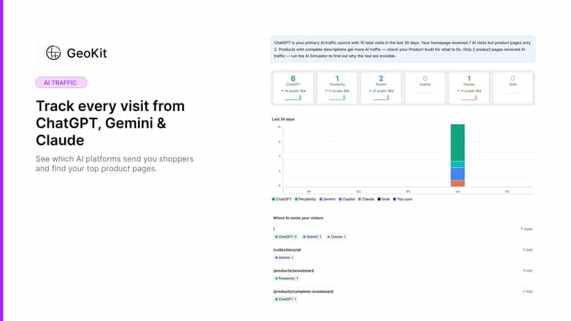 AI traffic tracking by platform with trends and charts