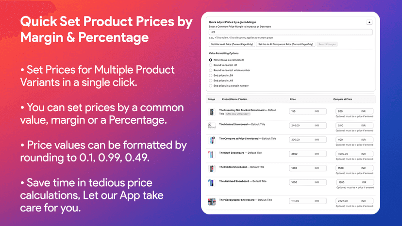 Quick set Product Prices by Margin & Percentage