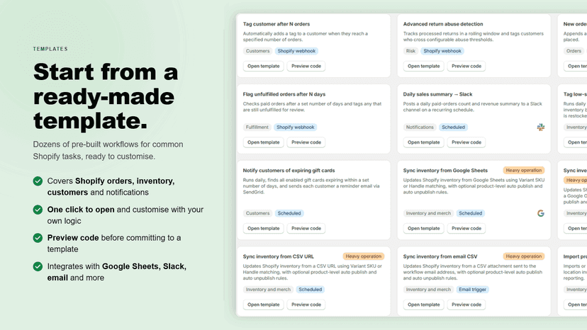 Start with ready-made templates for common workflows