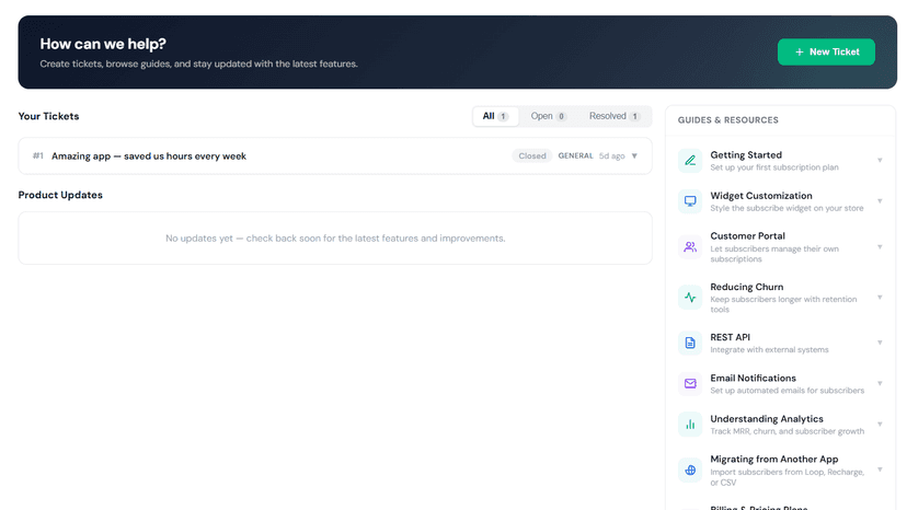 Help customers faster with built-in support and help center