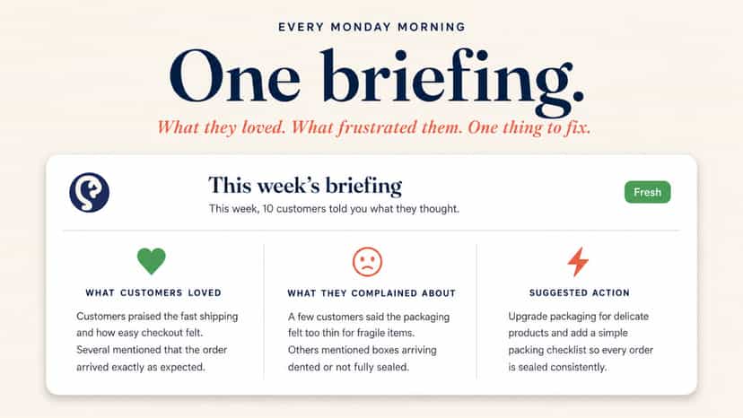 Monday morning briefing with three feedback columns
