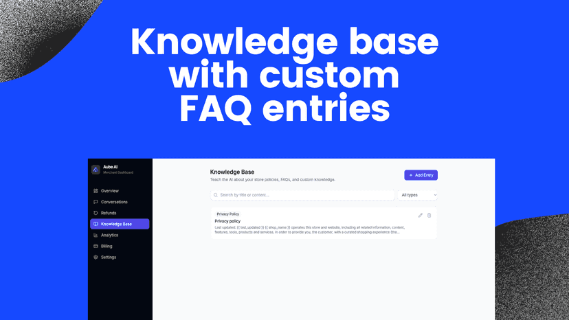 Knowledge base with custom FAQ entries