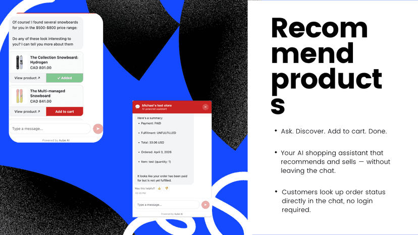 Your AI shopping assistant that recommends and sells