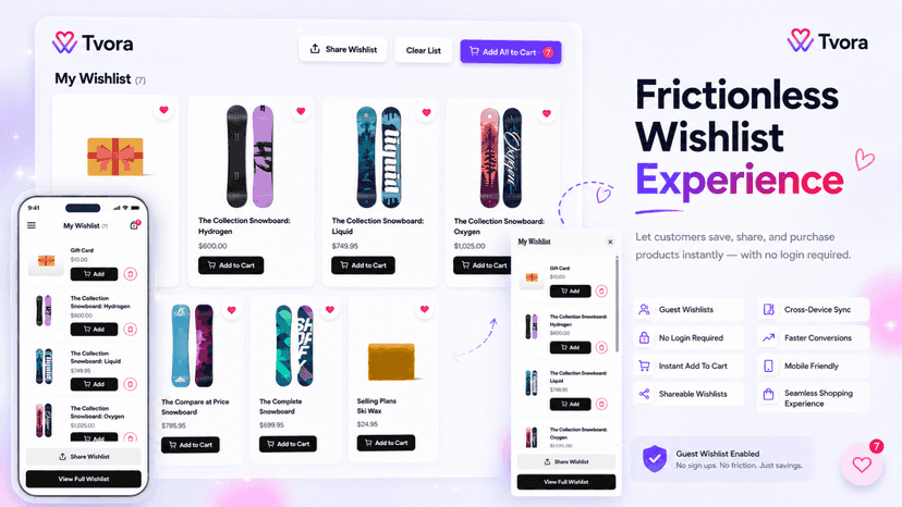 Guest wishlist and cross-device wishlist experience