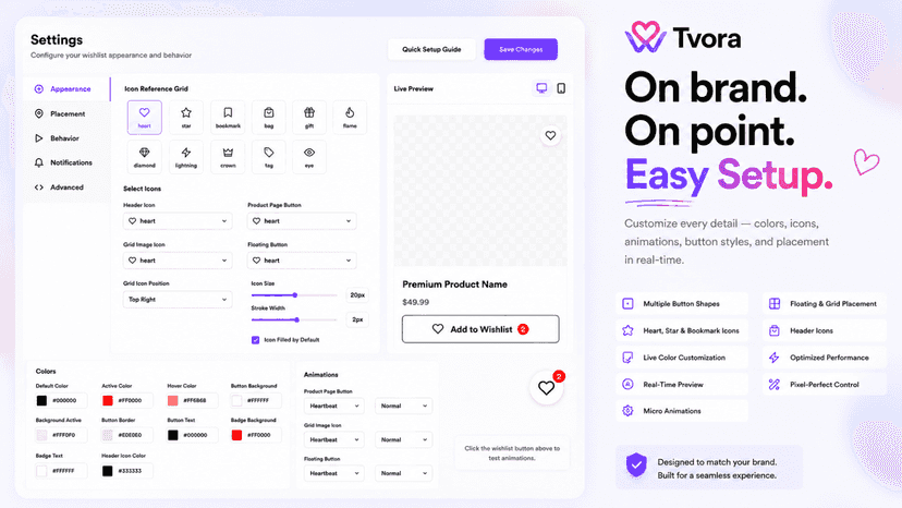 Custom Shopify wishlist app with live design controls