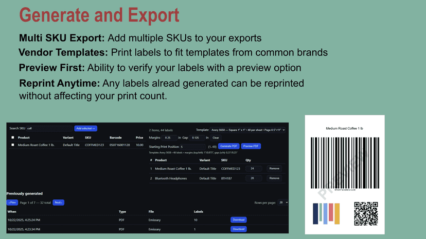 Generate and Export