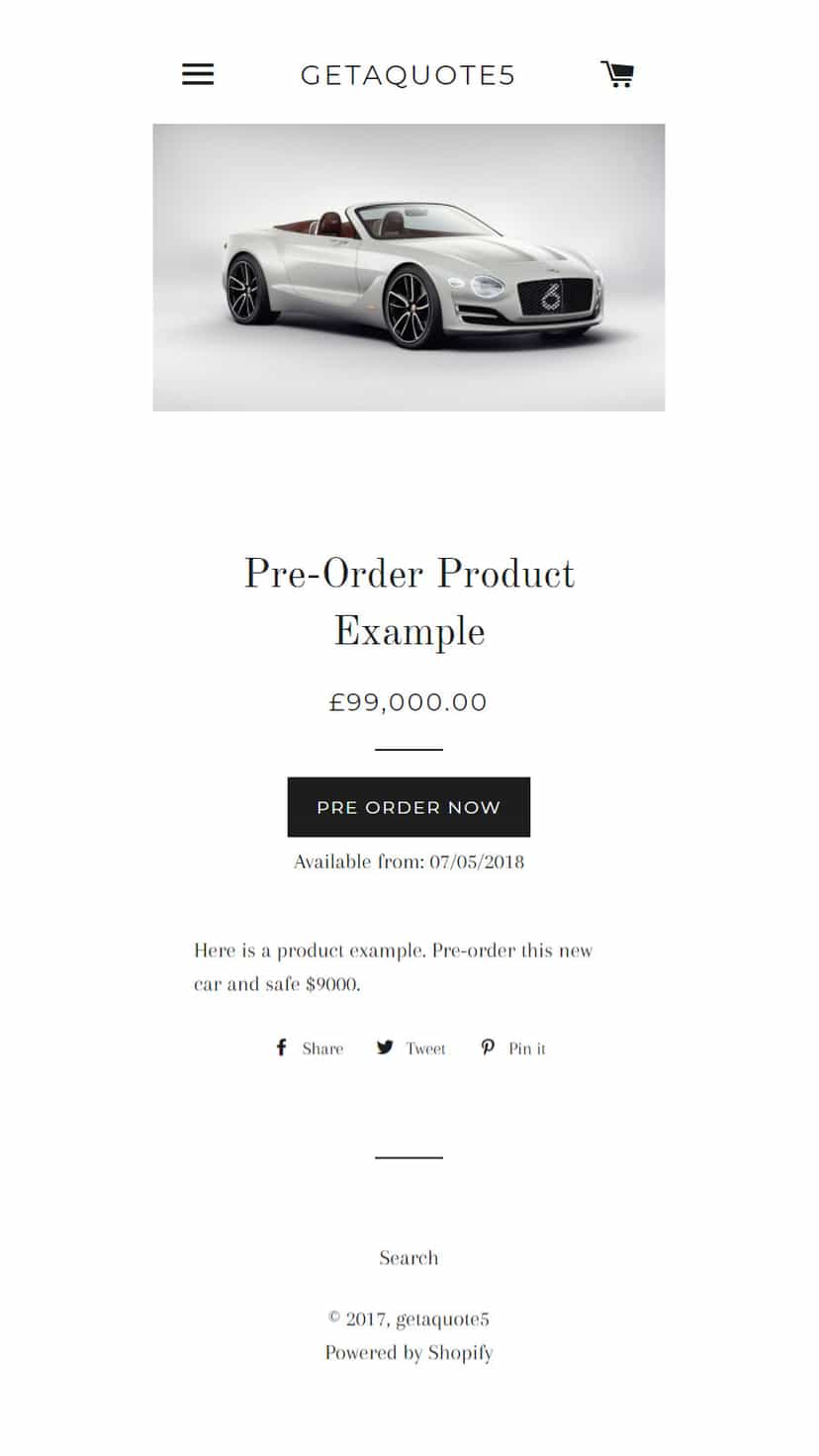 PreOrder on mobile.