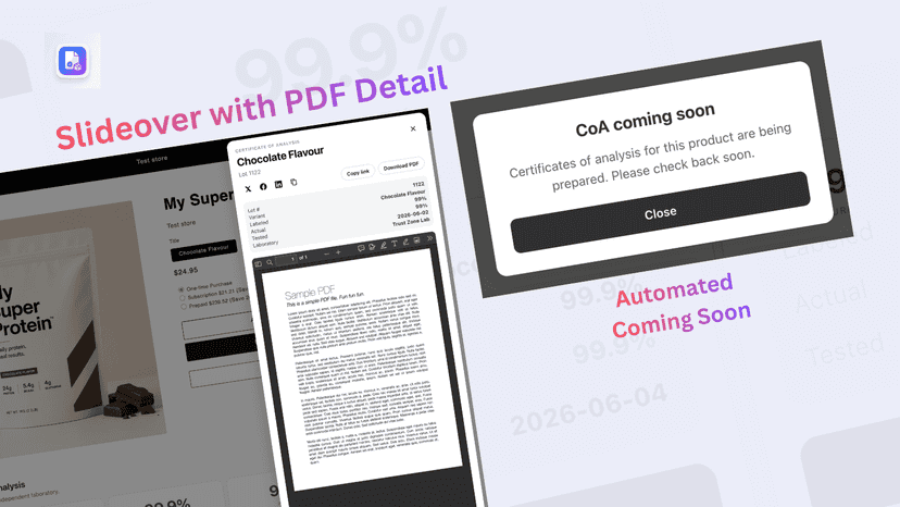 Slideover with PDF and Key details, download and more