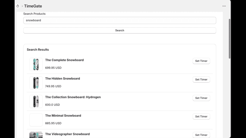 Search function with search result under and button displayed