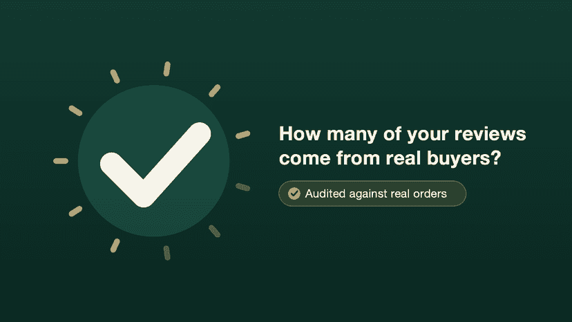 Checkmark seal asking how many reviews come from real buyers