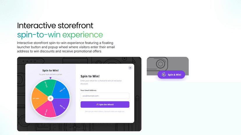 Interactive storefront spin-to-win experience