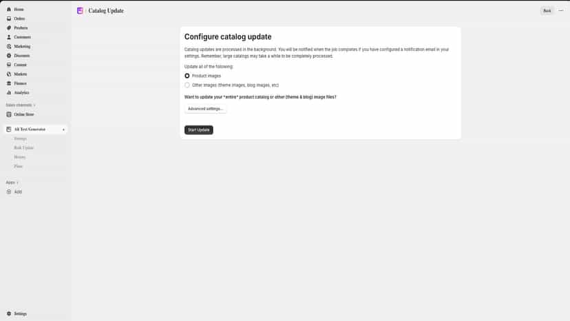 Configure Catalogue Dashboard to update all website images