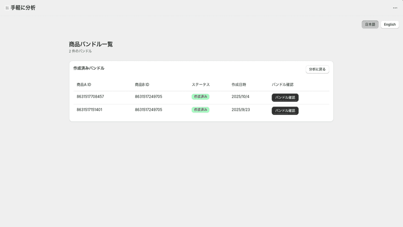 分析結果から「おすすめ販売セット商品」を数クリックで簡単作成