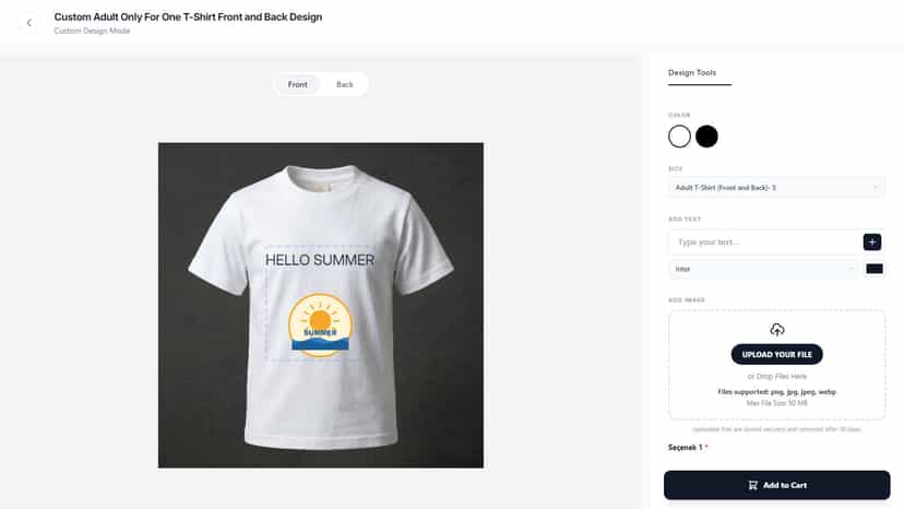 Customers design live on the product page