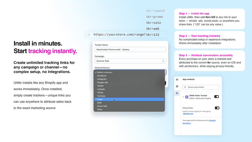 Install in minutes. Start tracking instantly.
