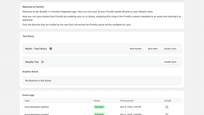 Frontify app home page