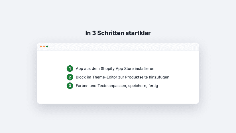 Einrichtung in drei Schritten