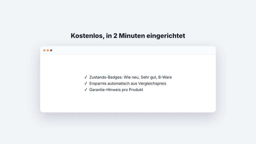 Funktionen: Zustand, Ersparnis und Garantie