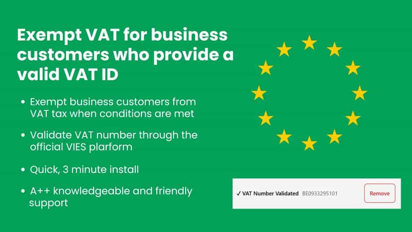 Exempt VAT for business customers who provide a valid VAT ID