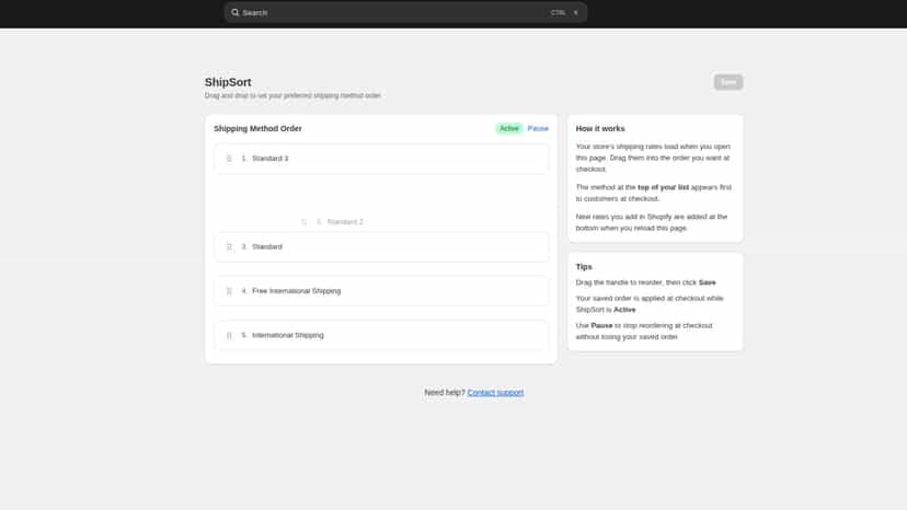 Drag and drop screen