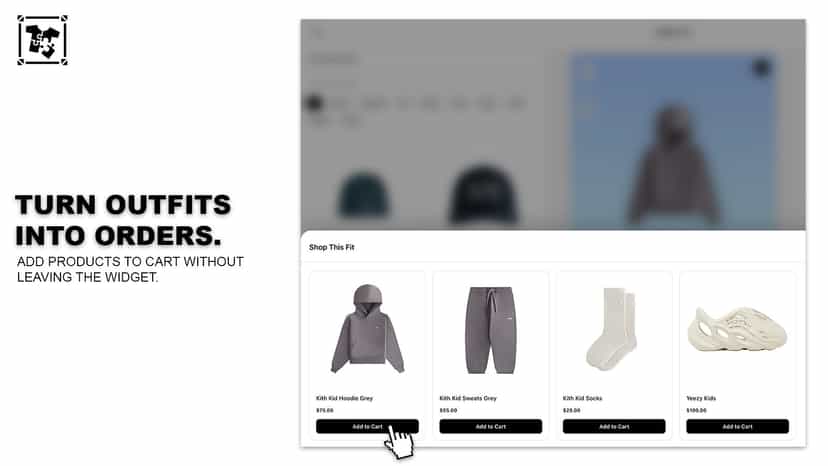 Shop This Fit - customers add products to cart from the widget