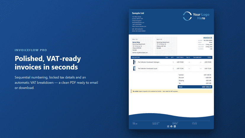 A finished tax-compliant PDF invoice
