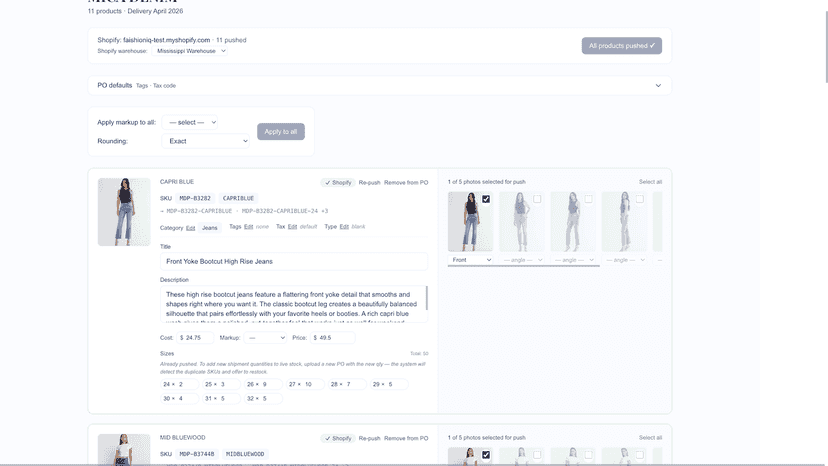 AI-extracted products with titles, descriptions, and photos