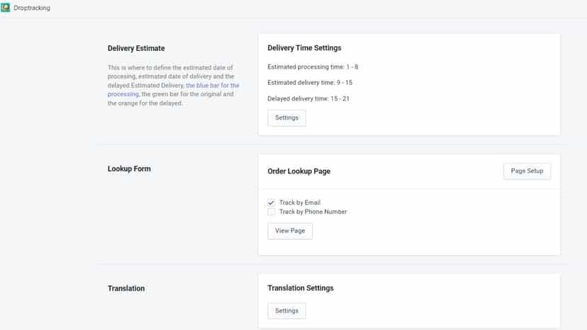 Custom Tracking Delivery Time