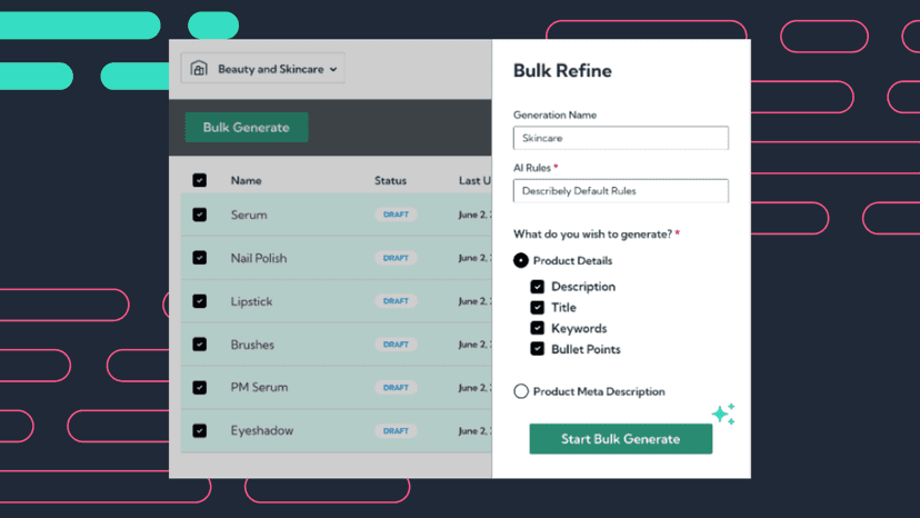 Create, edit, or refine product content in bulk with AI