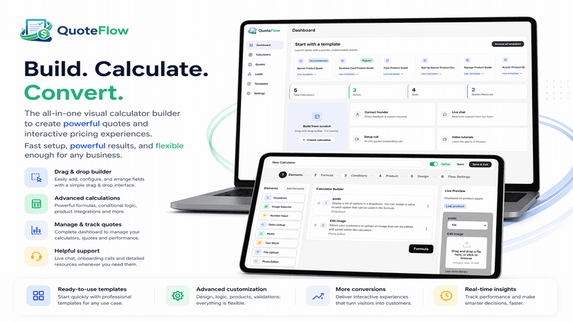 Product configurator with custom options and instant quotes