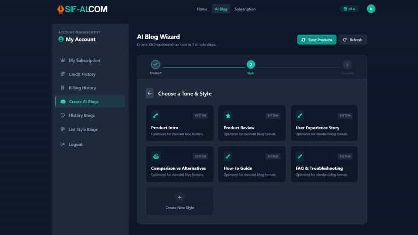 Select blog styles for the post