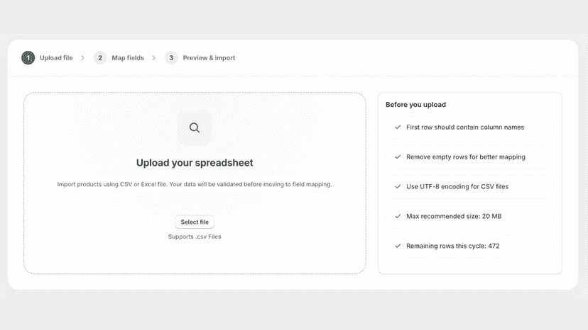 Upload CSV file