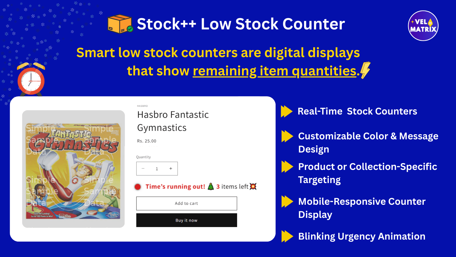 Stock++ app dashboard on a laptop for customizing counter rules.