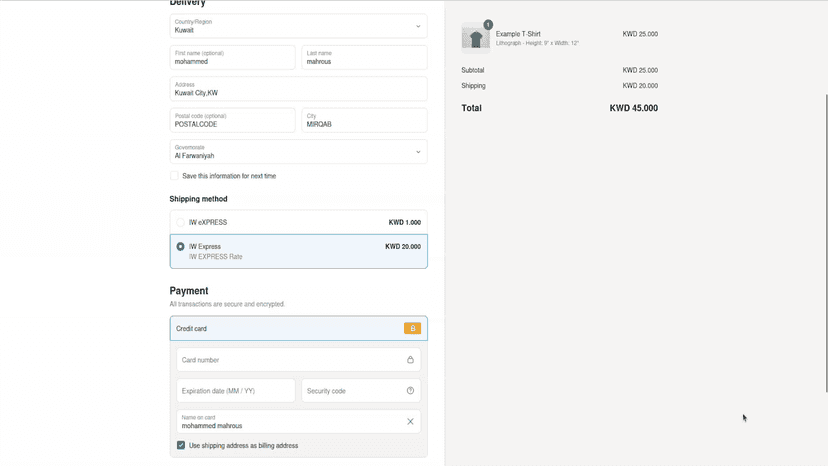 Iw Express Shipping Rate
