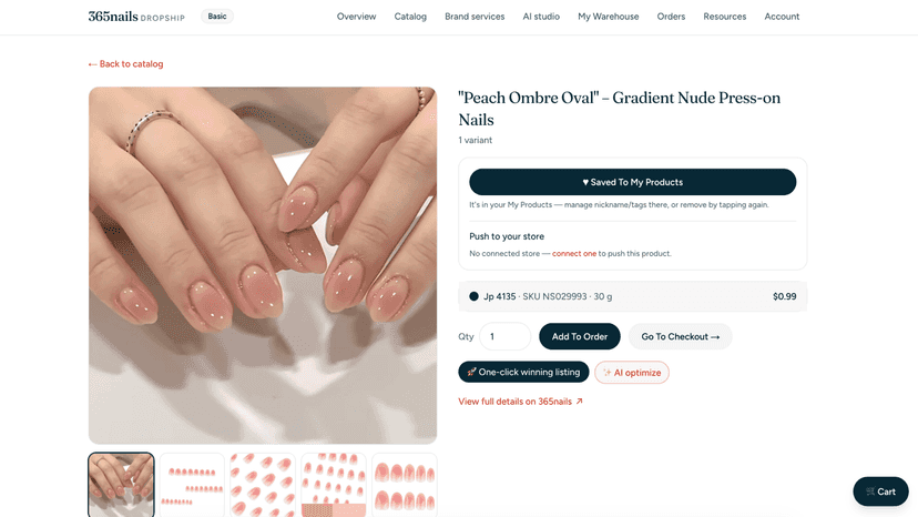 Pushed products synced to Shopify stores