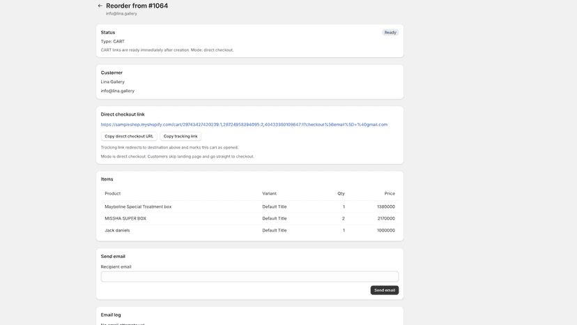 Reorder form