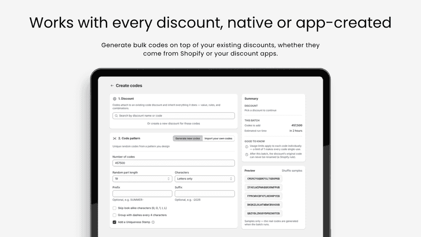 CodeOS works with every native and app-created Shopify discount