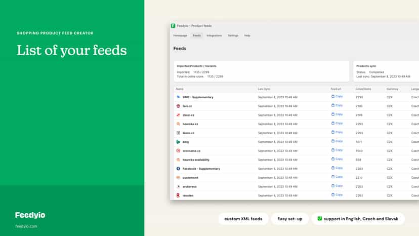List of your feeds