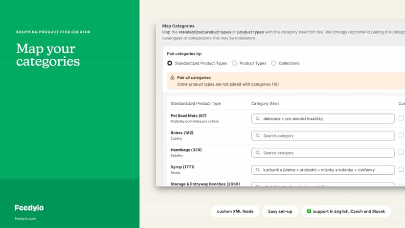 Map your products with categories