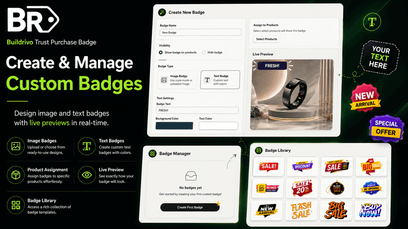 Create and customize trust and purchase badges