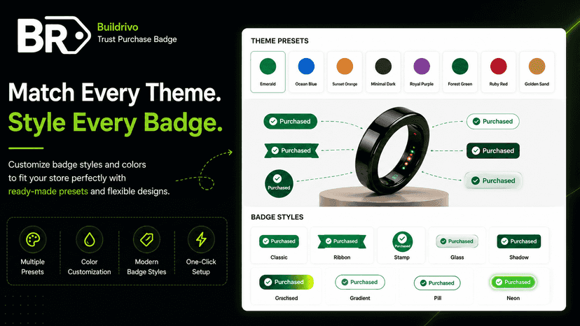 Trust badges displayed on product page preview
