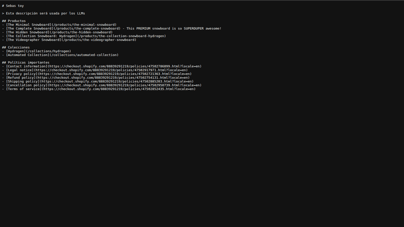 LLMs.txt Generator - Ejemplo de fichero llms.txt