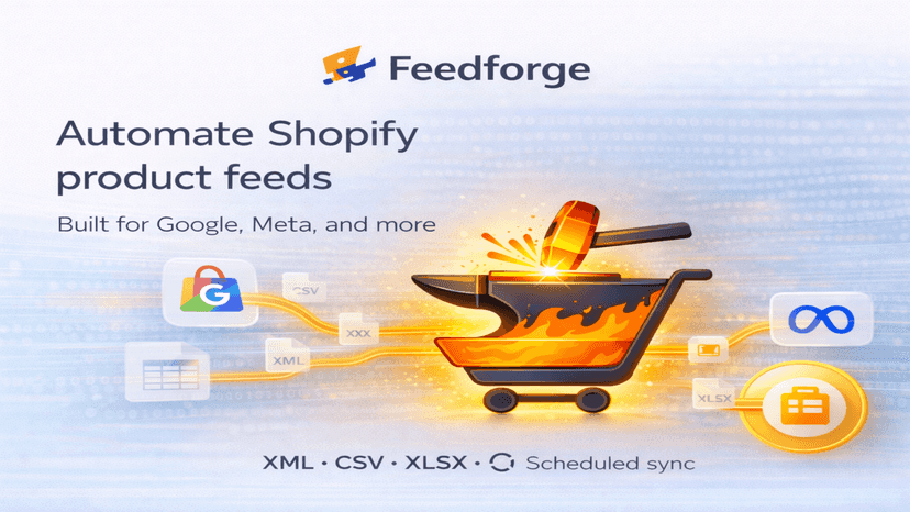 Feedforge feature image for automated Shopify product feeds