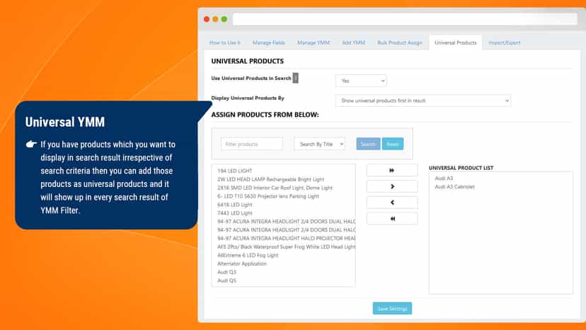 App backend - Universal YMM