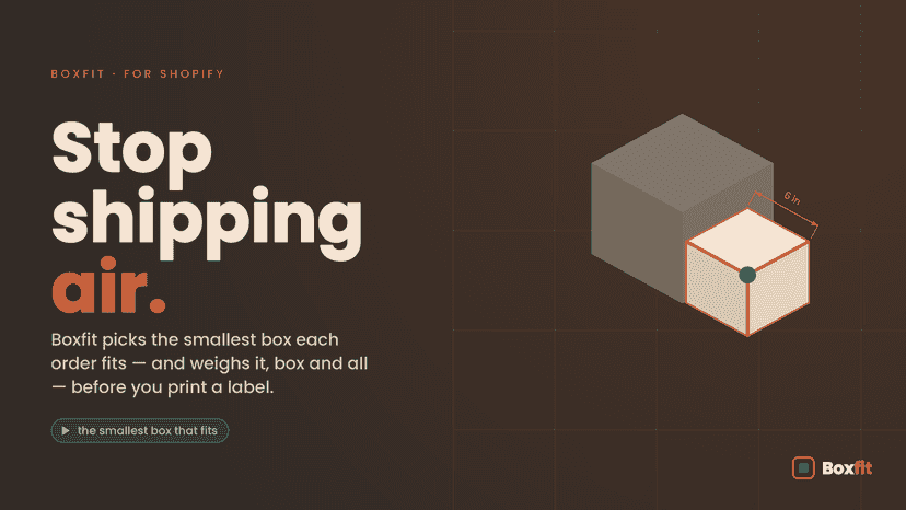 Boxfit picks the smallest box for each Shopify order