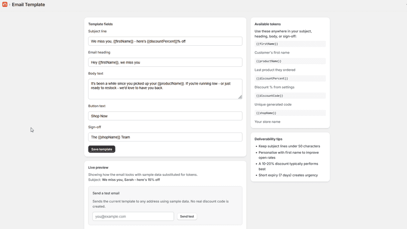 Email template editor