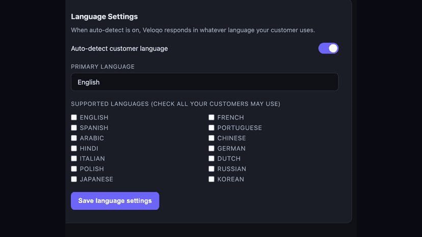 AI chat responds fluently in customer's own language