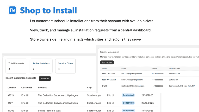 ShopToInstall admin dashboard