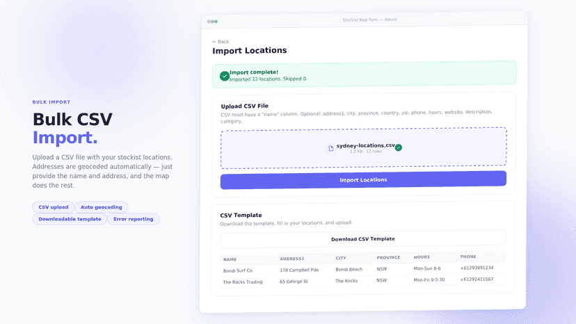 Bulk CSV Import
