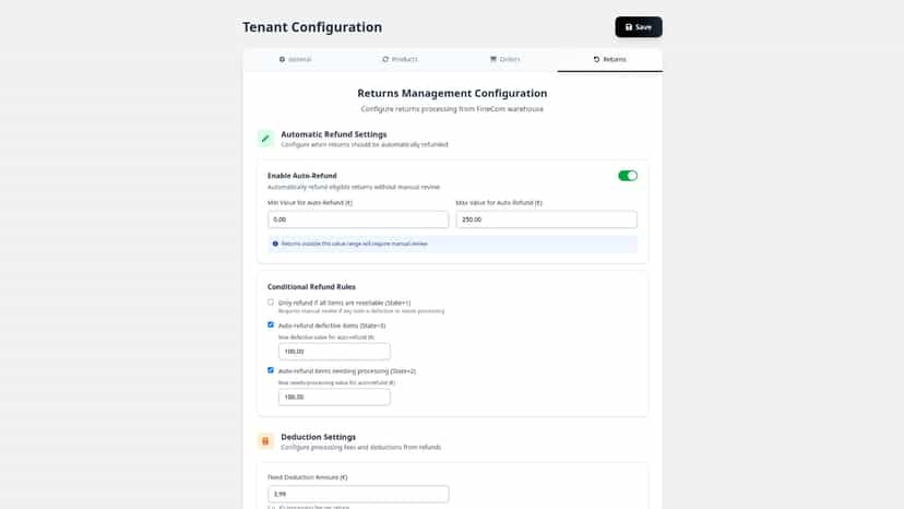 Returns Configuration